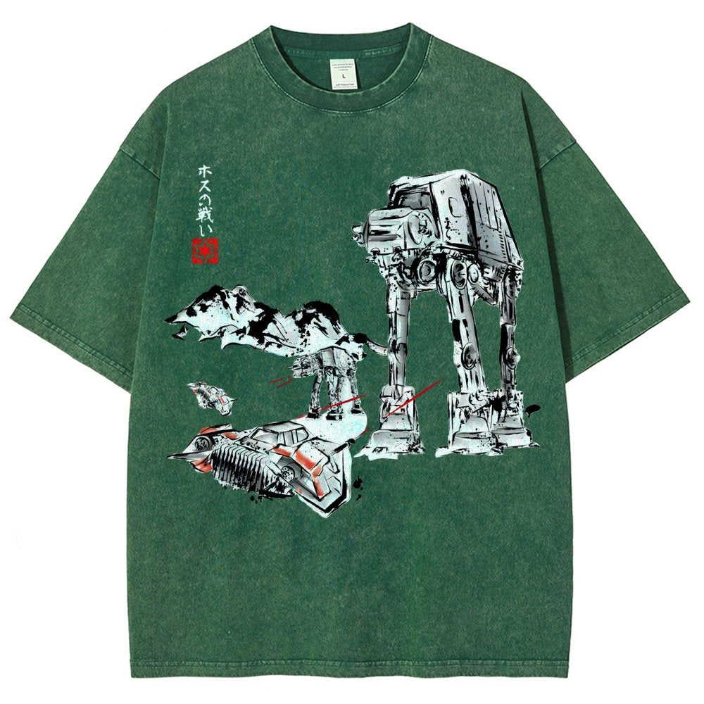 Battle In The Snow Sumi-E Vintage Distressed T-shirt