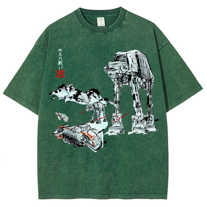 Battle In The Snow Sumi-E Vintage Distressed T-shirt