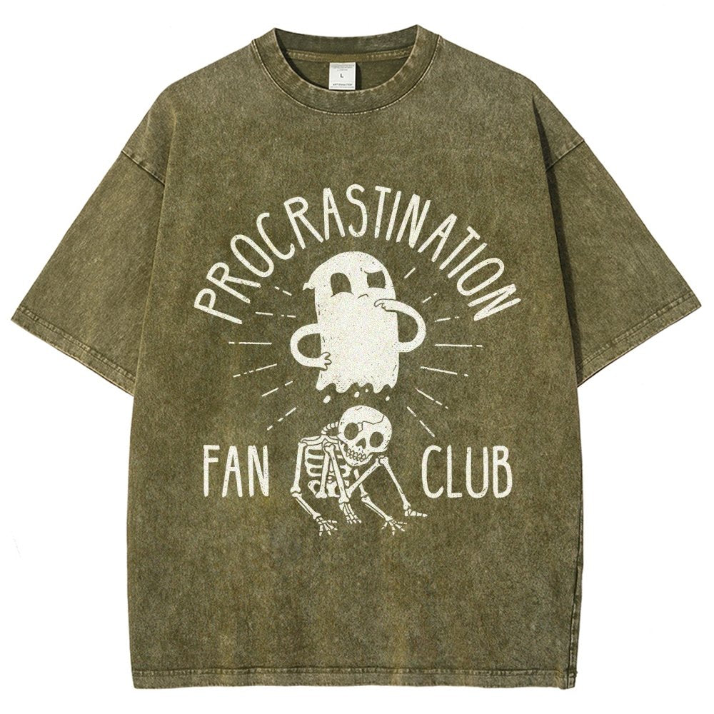 Procrastination Fan Club Vintage Distressed T-shirt