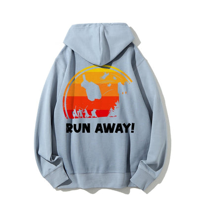 Run Away Printed Back Unisex Cotton Hoodie