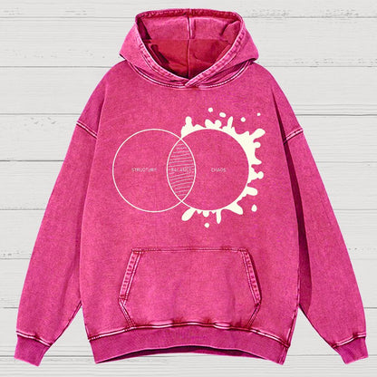 Balance Between Structure and Chaos Geek Vintage Distressed Hoodie