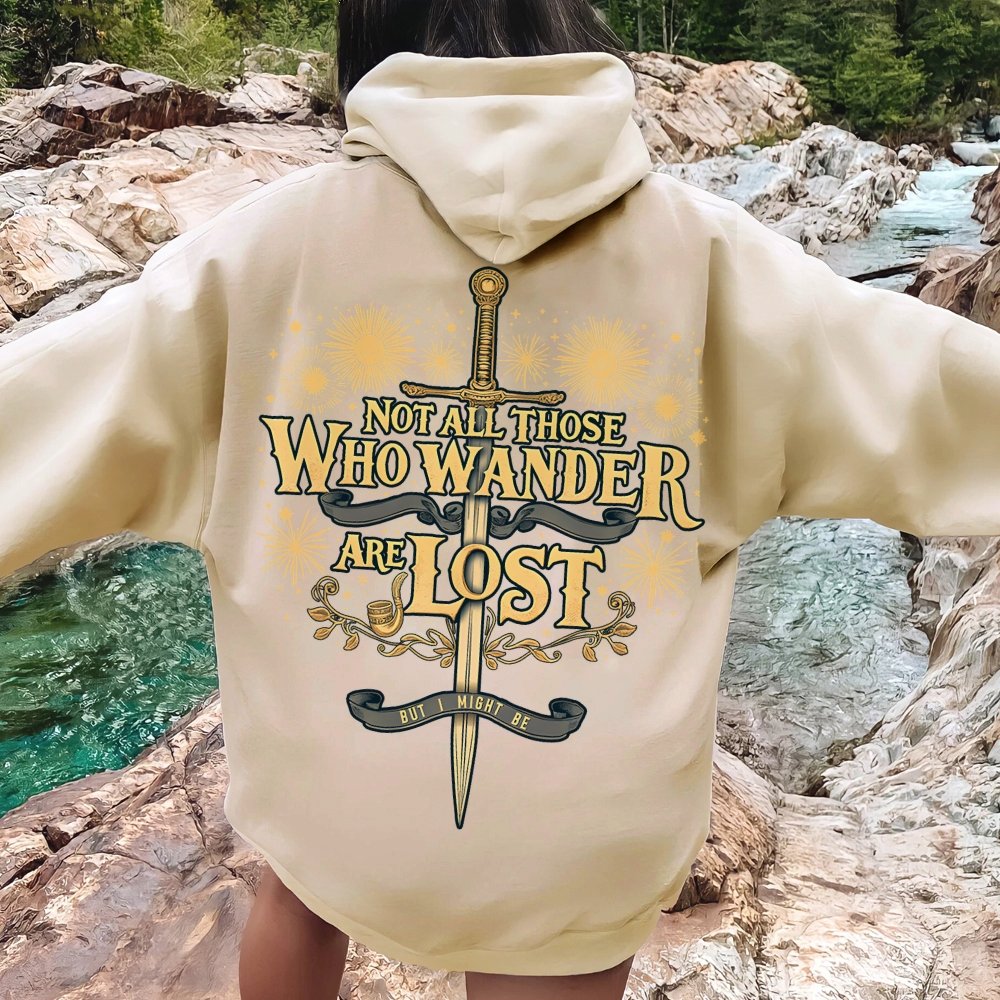 I Might Be Lost Printed Back Unisex Cotton Hoodie