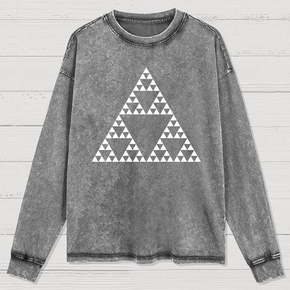 Sierpinski Triangle Fractal Washed Long Sleeve Tee
