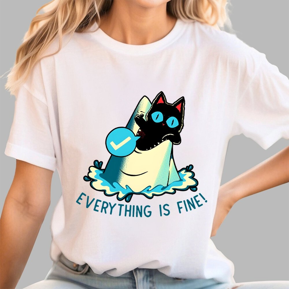 Everything Is Fine! Cat Geek T-Shirt