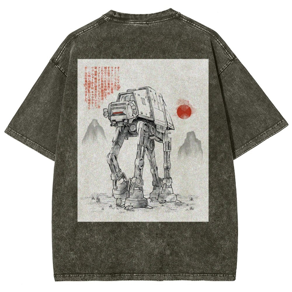 Astrobot Invention Armored Walker Back Print Washed T-Shirt