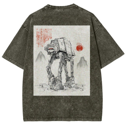 Astrobot Invention Armored Walker Back Print Washed T-Shirt