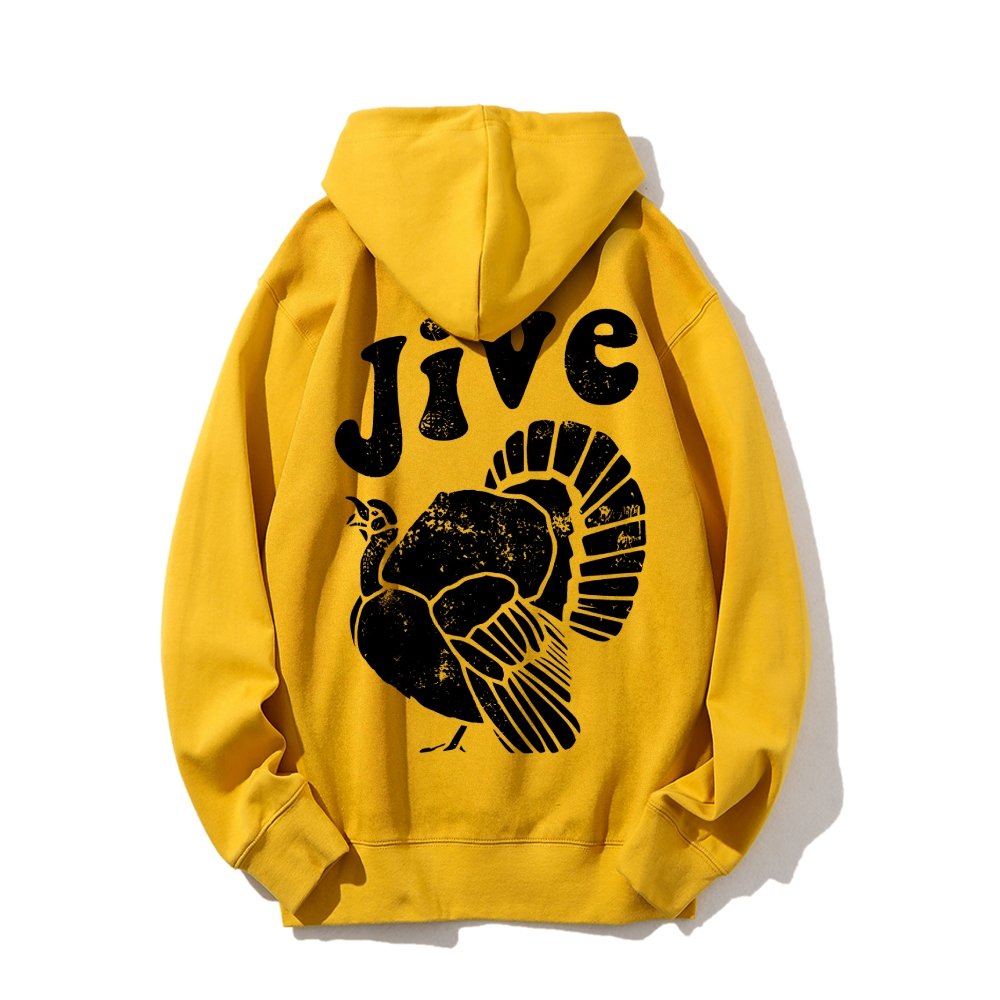 Jive Turkey Printed Back Unisex Cotton Hoodie