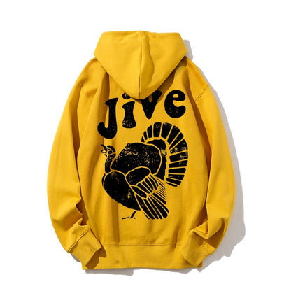 Jive Turkey Printed Back Unisex Cotton Hoodie