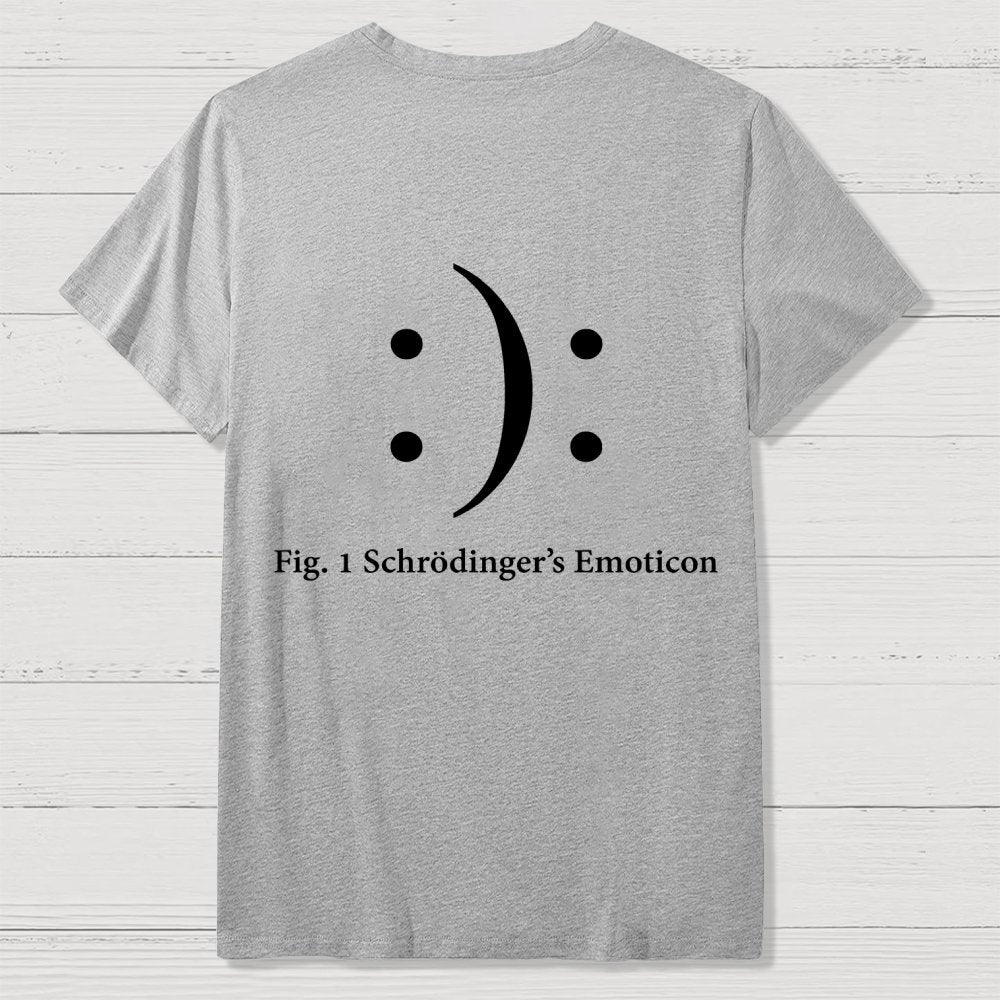Schrodinger's Emoticon Front And Back Printing Geek T-Shirt