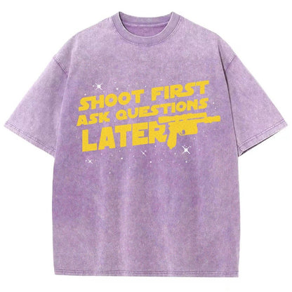 Shoot First Ask Questions Later Vintage Distressed T-shirt