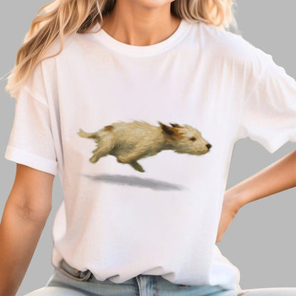 Funny Cute Running Dog Art Print Geek T-Shirt