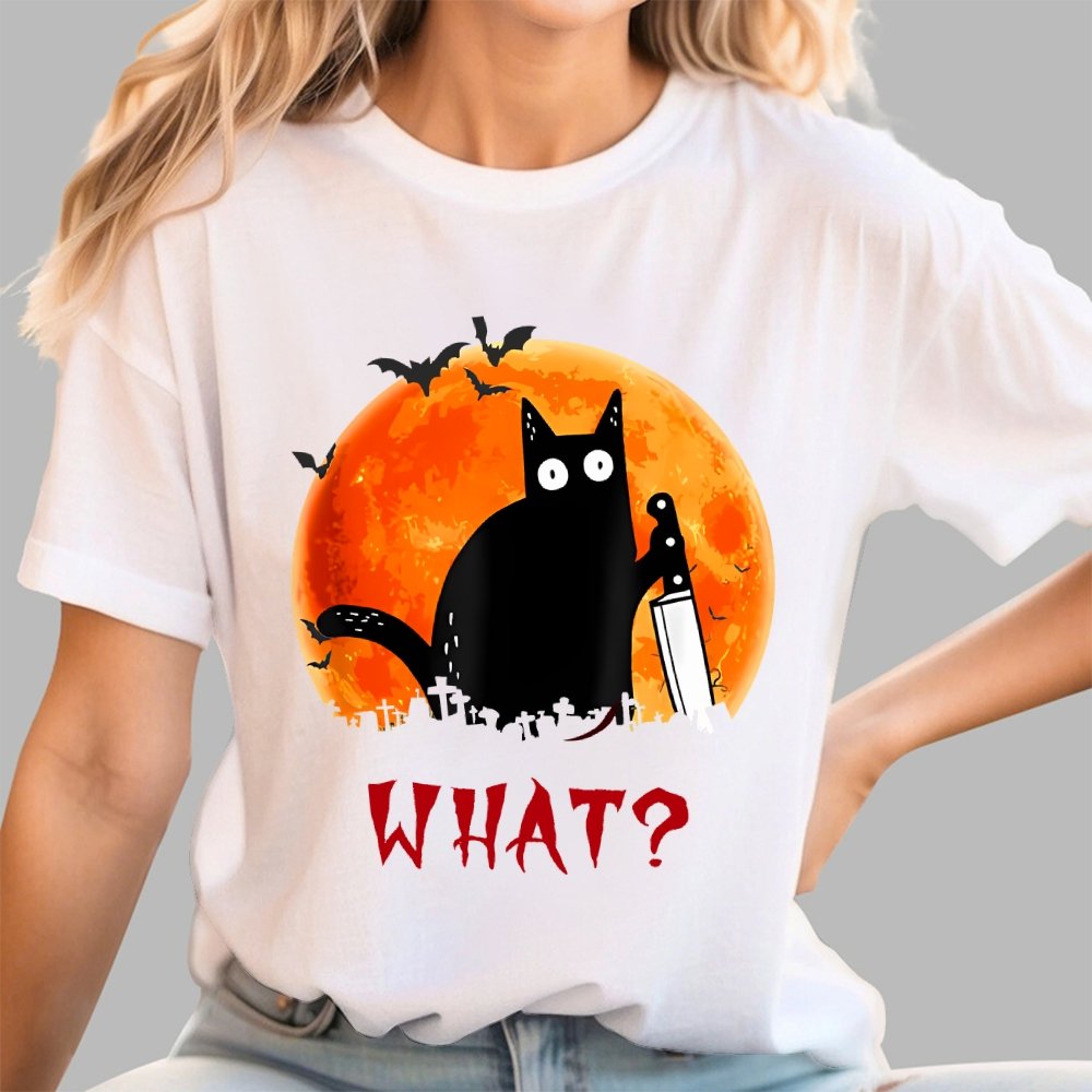Cat What Funny Halloween Unisex Geek T-Shirt