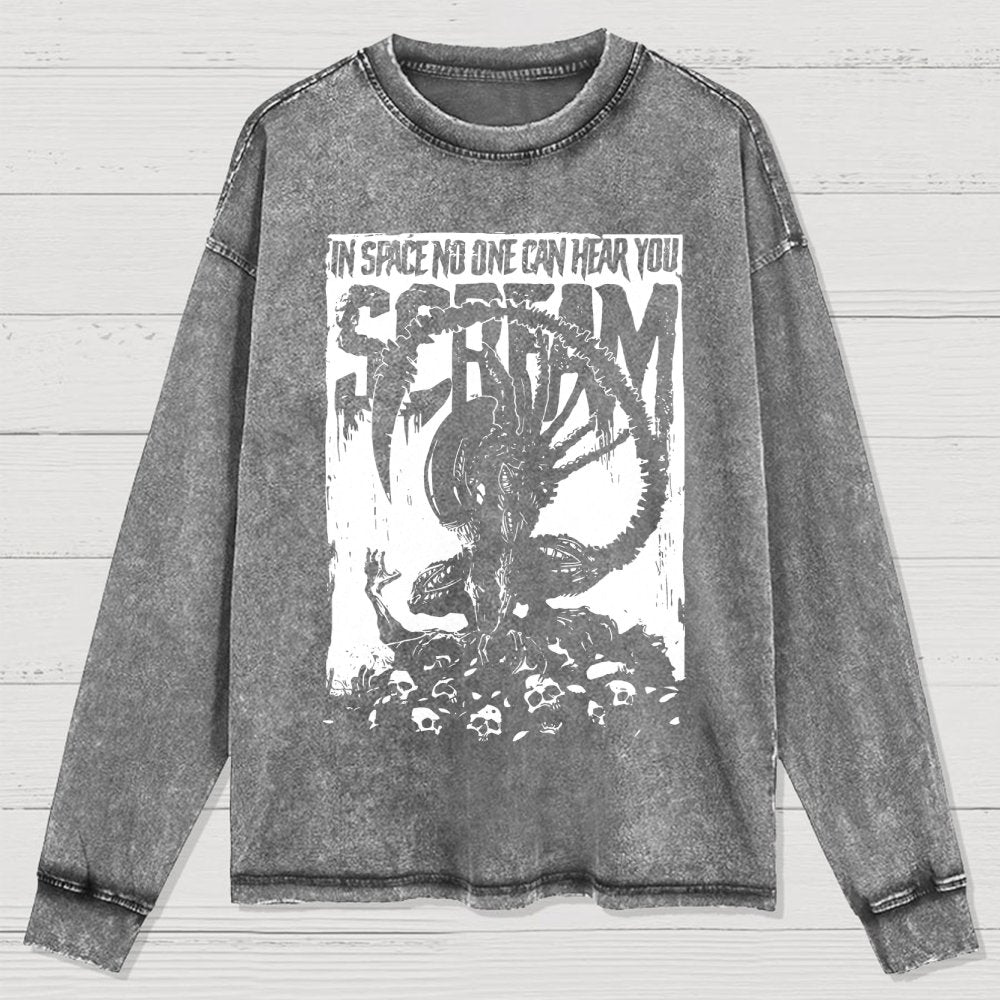 In Space No One Can Hear You Washed Long Sleeve Tee