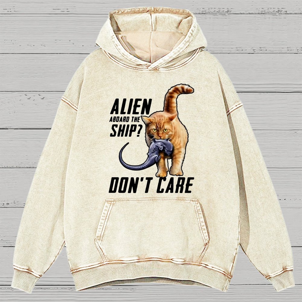 Top Cat Alien Aboard The Ship Don’T Care Vintage Distressed Hoodie