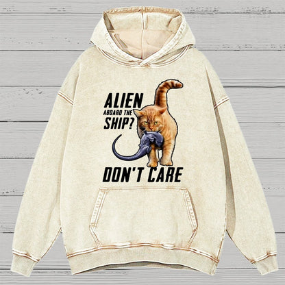 Top Cat Alien Aboard The Ship Don’T Care Vintage Distressed Hoodie