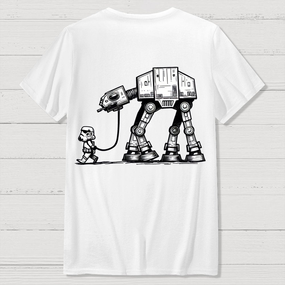 Galactic Robot Dog-Planetary Battles Front And Back Printing Geek T-Shirt