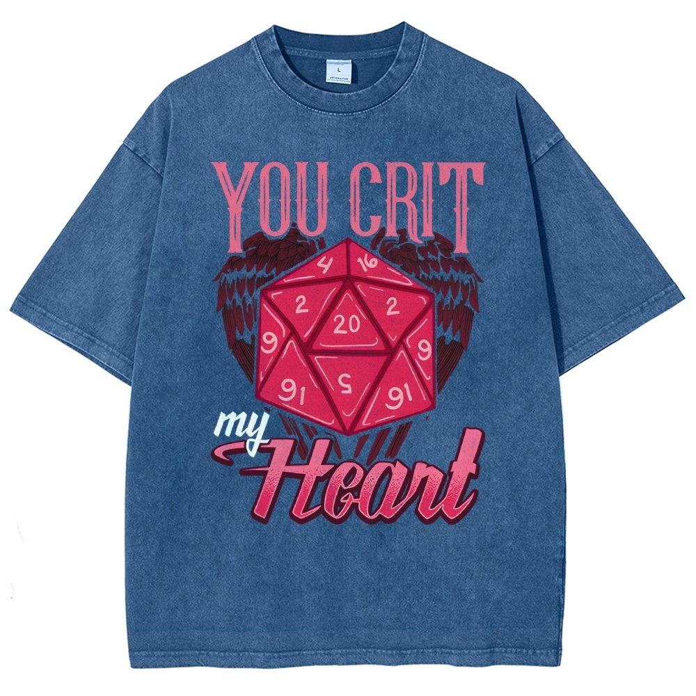 You Crit My Heart Fun Board Game Valentine's Day Nerd Vintage Distressed T-shirt