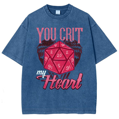 You Crit My Heart Fun Board Game Valentine's Day Nerd Vintage Distressed T-shirt
