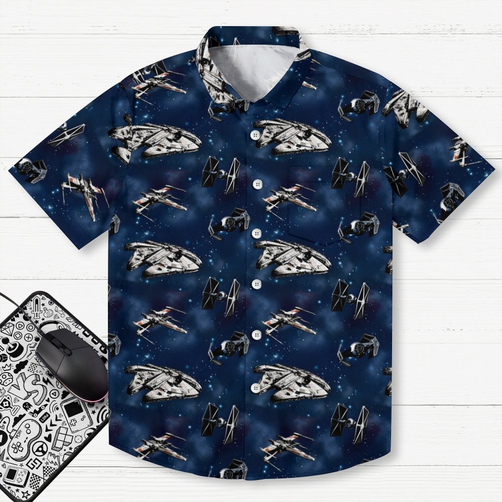Space WarBlue Ships Geek Hawaiian Shirt