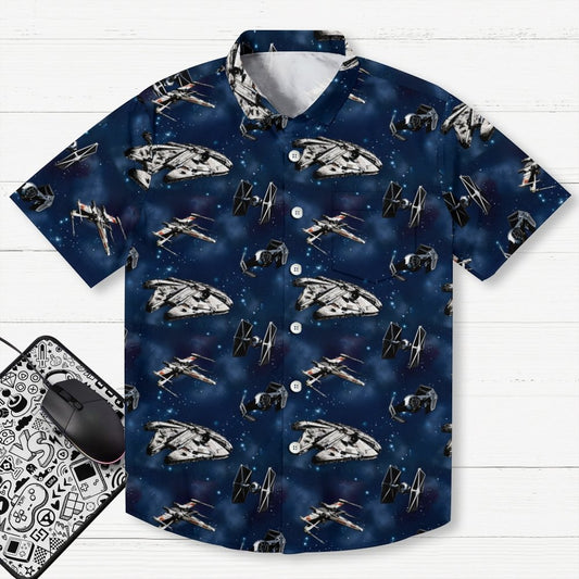 Space WarBlue Ships Geek Hawaiian Shirt
