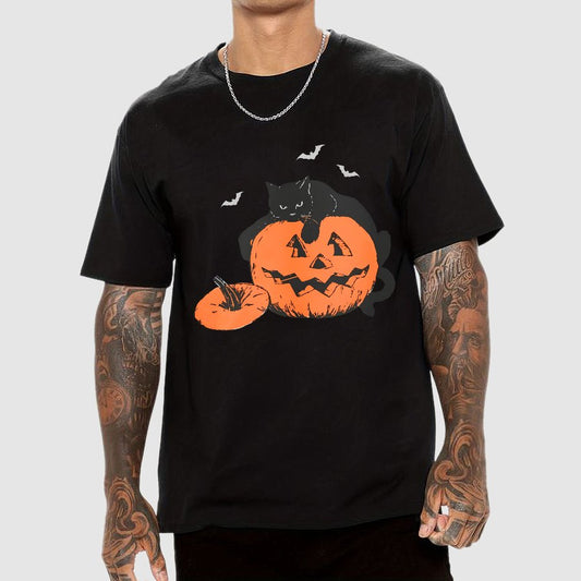 Black Cat Halloween Geeky T-Shirt
