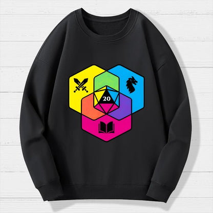 RPG CMYK Dice Venn Diagram Geek Cotton Sweatshirt