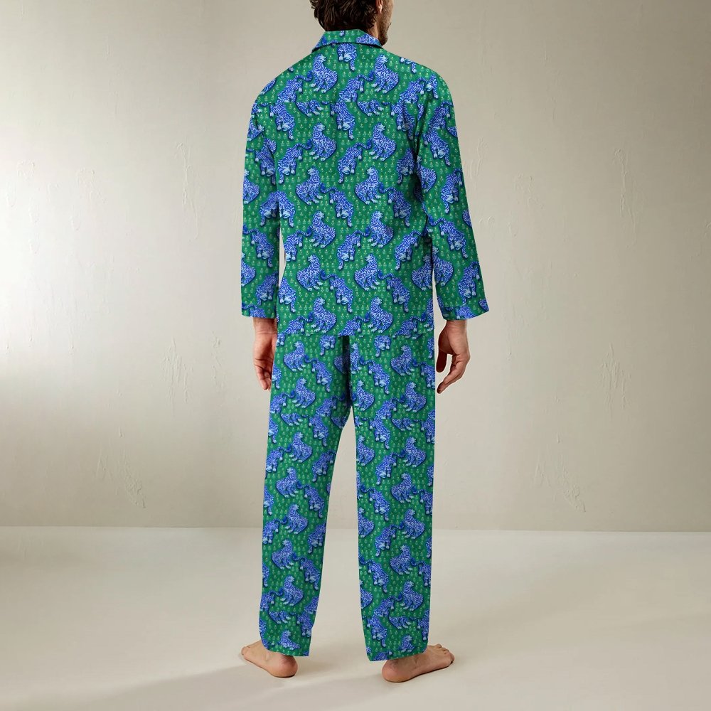 Tiger Art Pattern Geek Long Sleeve Pajama Set