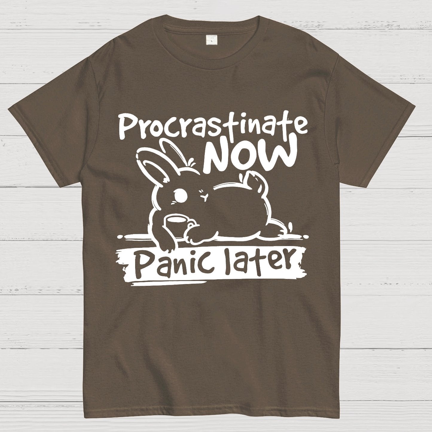 Bunny Procrastinate Now Geek T-Shirt