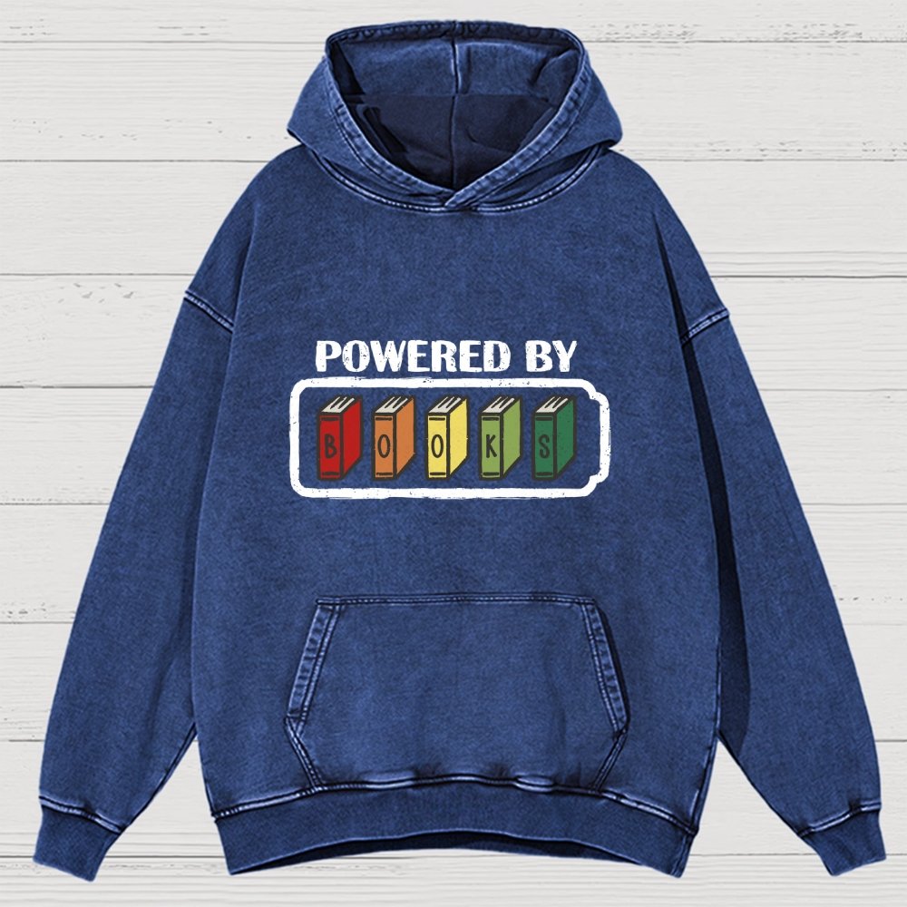 Powered by Books Vintage Distressed Hoodie