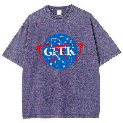 GEEK Space Patch Vintage Distressed T-shirt