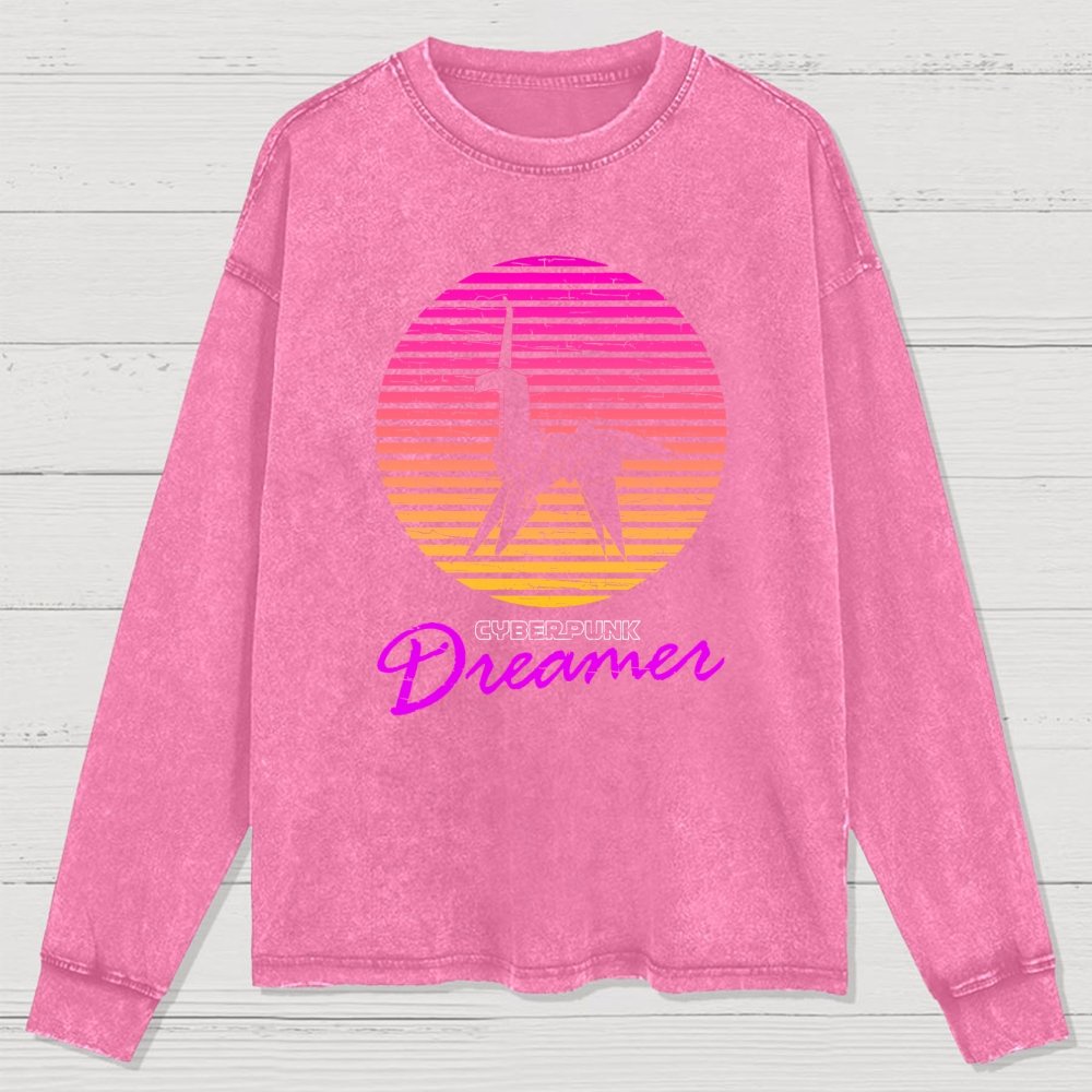 Cyberpunk Dreamer Washed Long Sleeve Tee