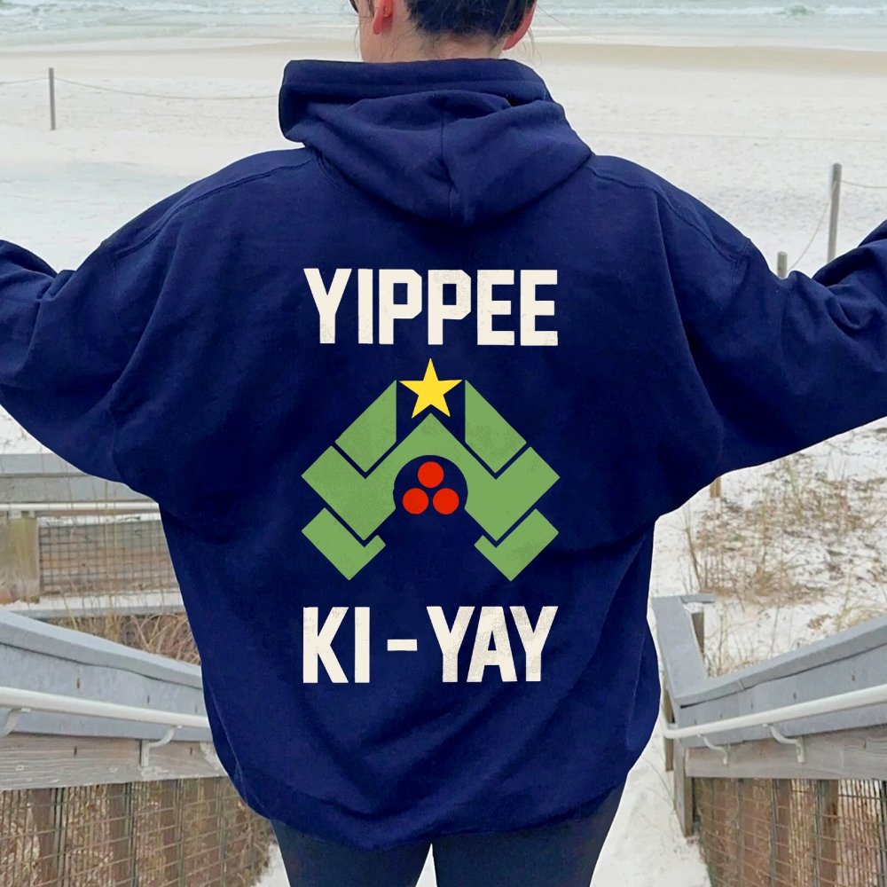 YIPPEE KI-YAY Printed Back Unisex Cotton Hoodie