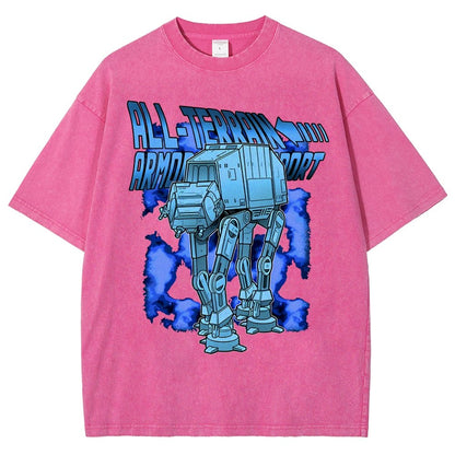 Mega Terrain Mecha Transport Vintage Distressed T-shirt