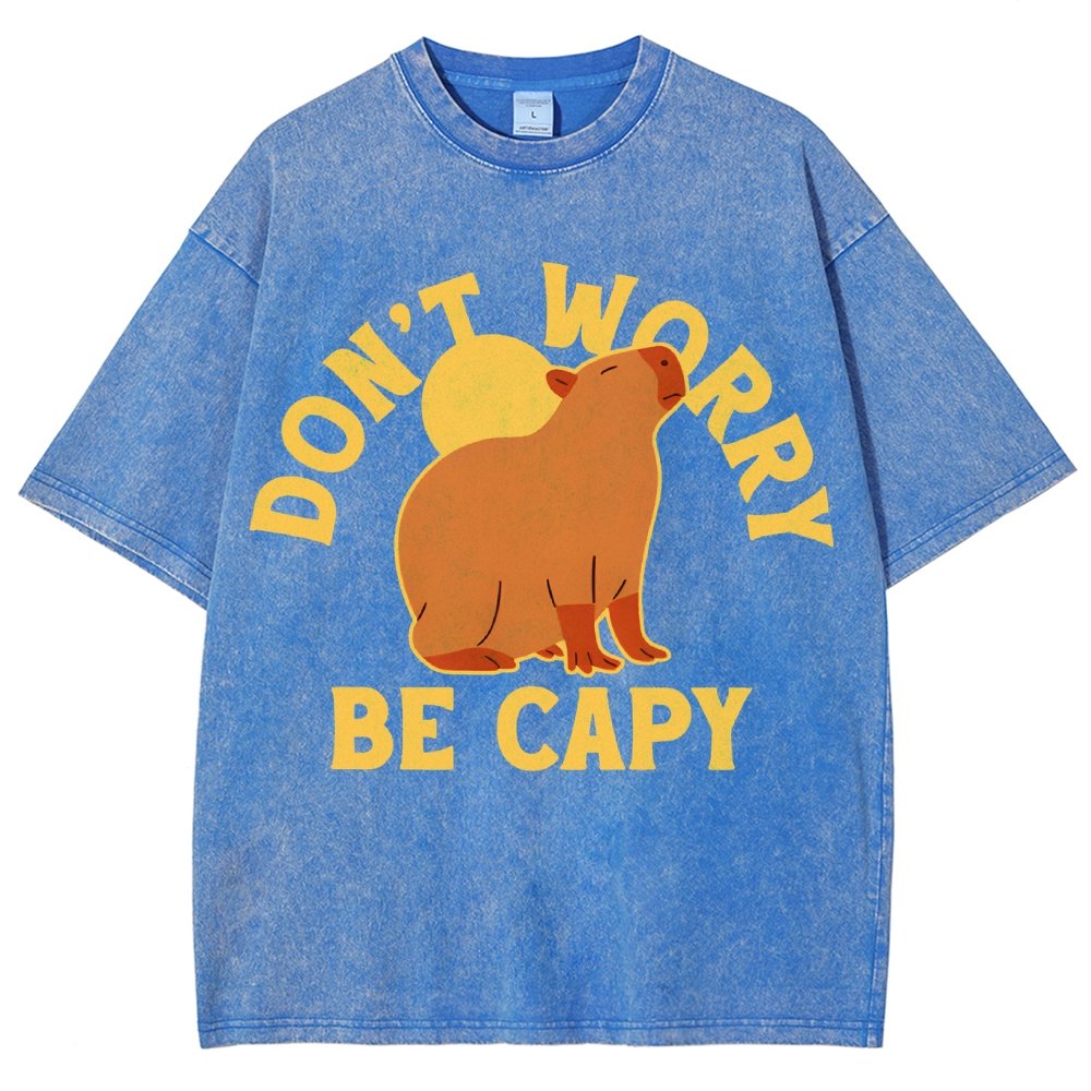 Don't Worry Be Capy Vintage Distressed T-shirt