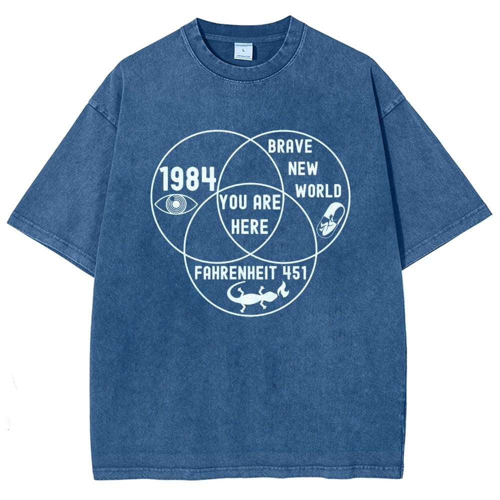 Funny Dystopian Venn Diagram Vintage Distressed T-shirt