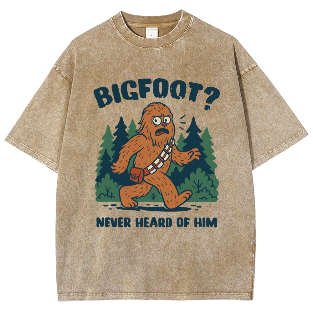 Bigfoot Never Heard Of Him Vintage Distressed T-shirt
