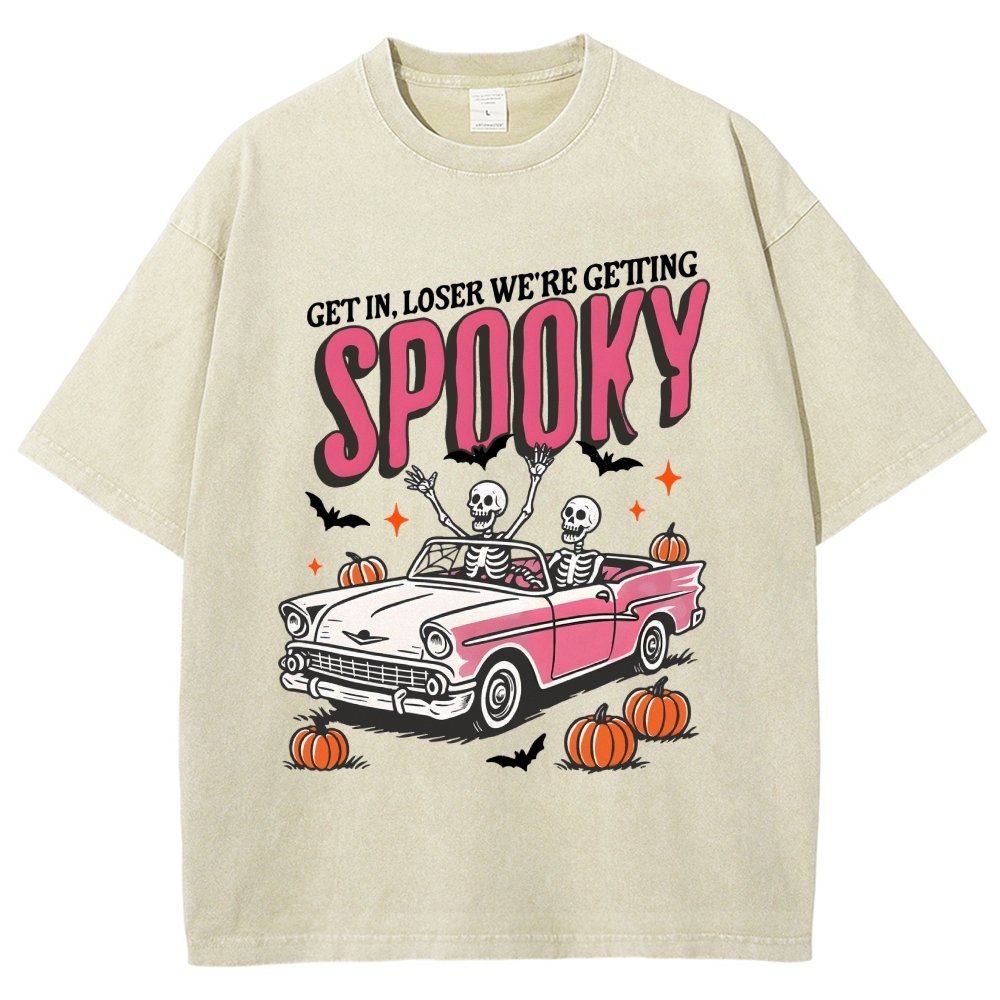 Get In Loser We're Getting Spooky Halloween Vintage Distressed T-shirt