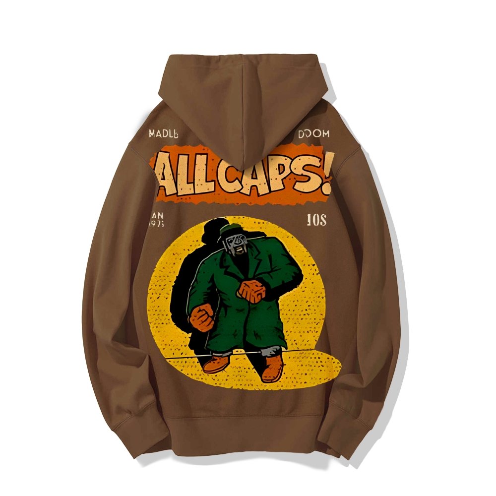 Vintage Hip-Hop Mf Graphic Printed Back Cotton Hoodie