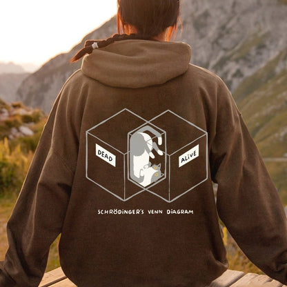 Schrodingers Venn Diagram Printed Back Unisex Cotton Hoodie
