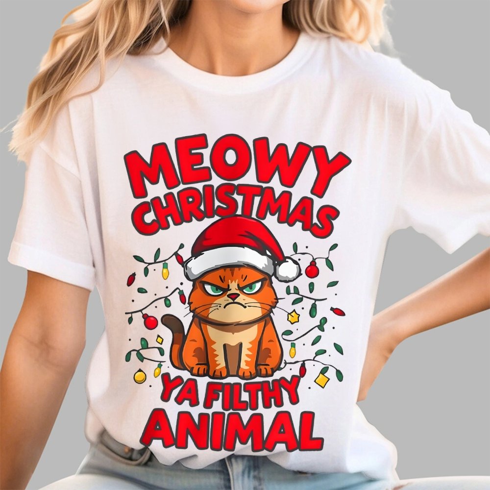 Meowy Christmas Ya Filthy Animal Cat Geek T-Shirt