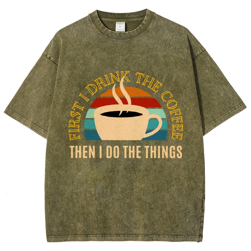 First the Coffee Vintage Distressed T-shirt