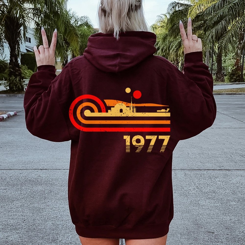 Retro Vintage Desert Planet Printed Back Unisex Cotton Hoodie
