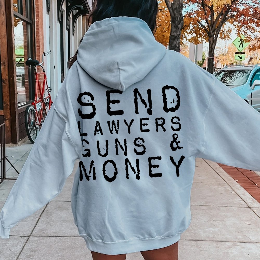 Send Lawyers Guns And Money Printed Back Unisex Cotton Hoodie