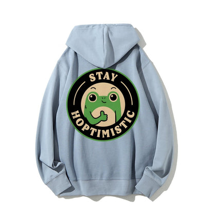 Stay Hoptimistic Printed Back Unisex Cotton Hoodie