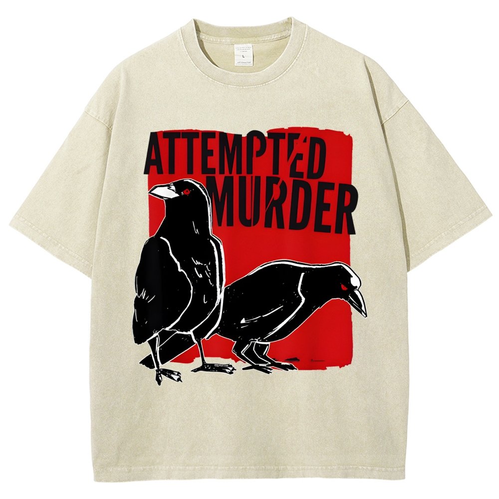 Attempted Murder Crow Vintage Distressed T-shirt