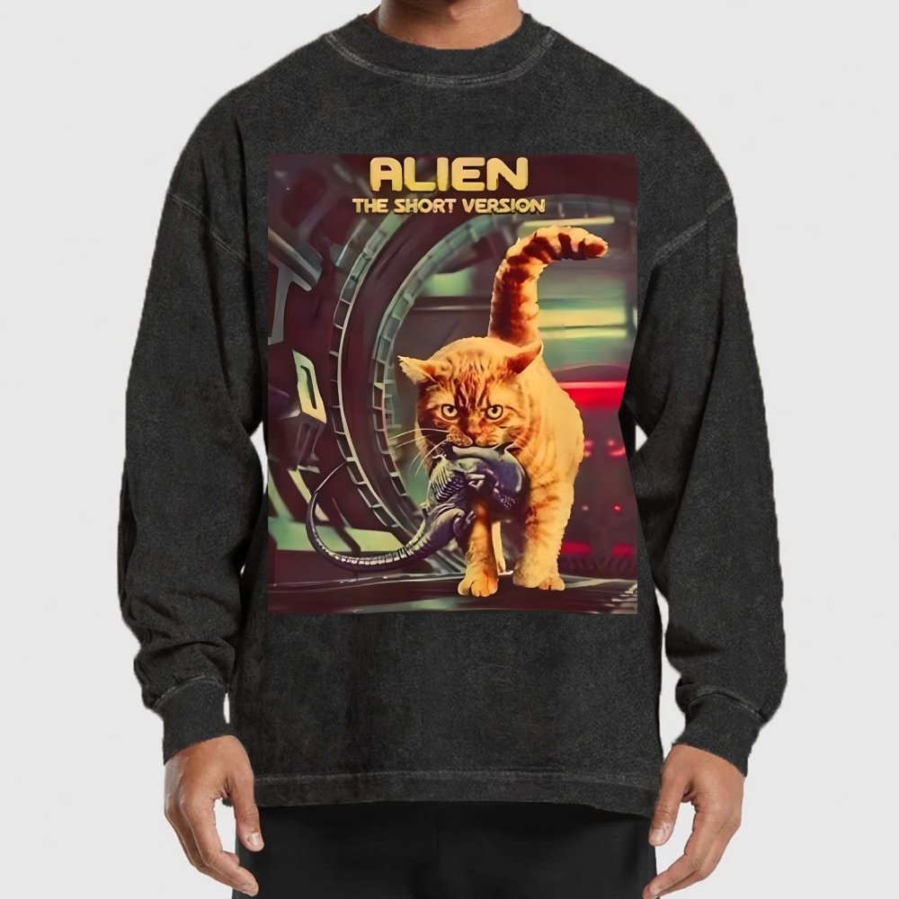 Mystery Cat Heavy Washed Long Sleeve Tee