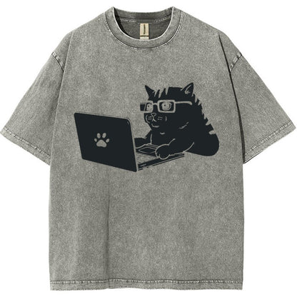 Cats & Computers Vintage Distressed T-shirt