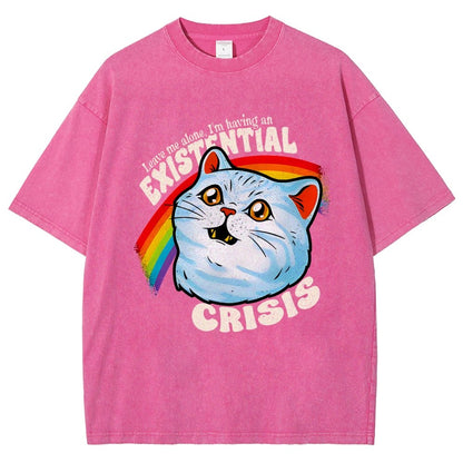 Existential Crisis Cat Vintage Distressed T-shirt
