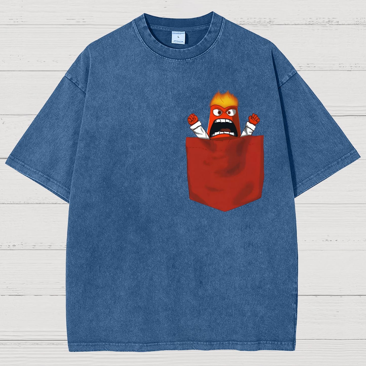 Angry Pocket Fire Monster Vintage Distressed T-shirt