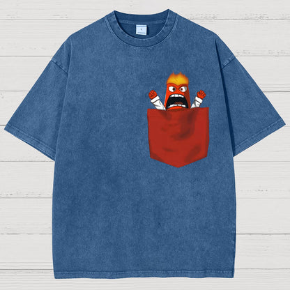Angry Pocket Fire Monster Vintage Distressed T-shirt